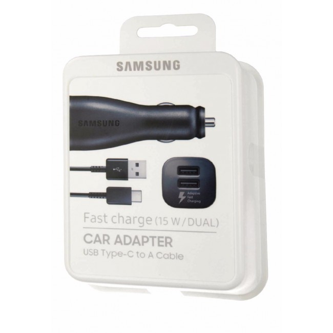 Samsung Adaptive Fast Charge Dual-Port Car Charger Compatible with Type-C Devices - Black