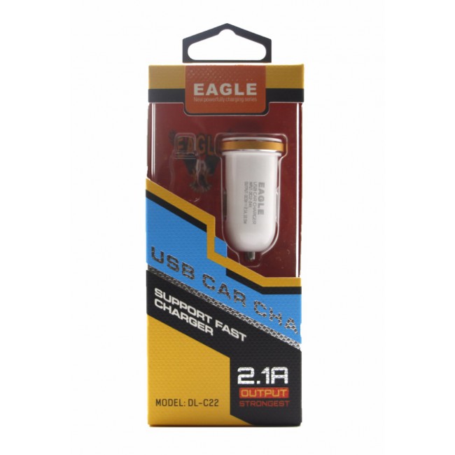 Eagle DL-C22 USB Car Charger Compatible with Samsung Galaxy Series - White