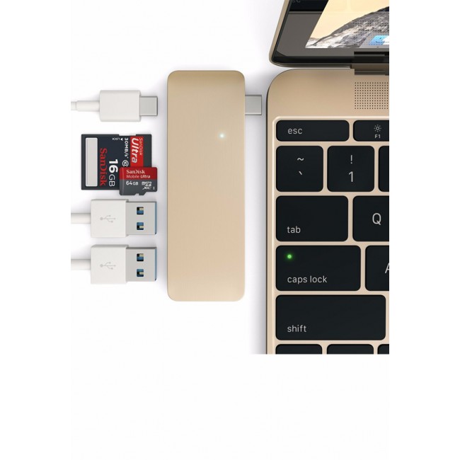 Margoun Type-C Pass-Through USB Hub with USB-C Charging Port - Gold
