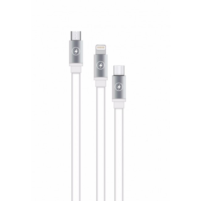 Nafumi T5 3-in-1 Fast Charging Data Cable - White