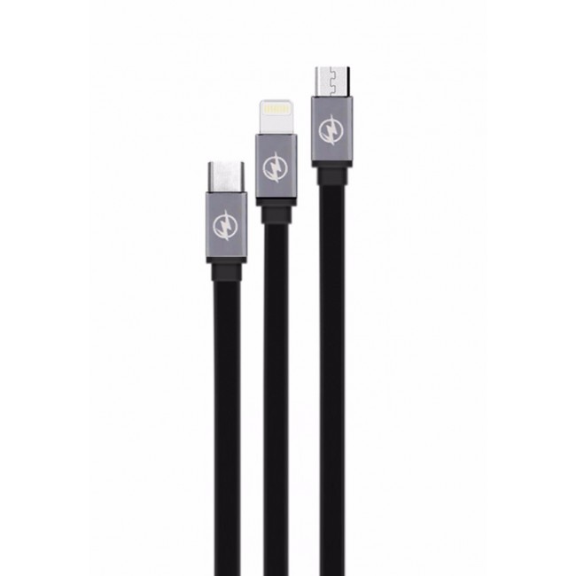 Nafumi T5 3-in-1 Fast Charging Data Cable - Black
