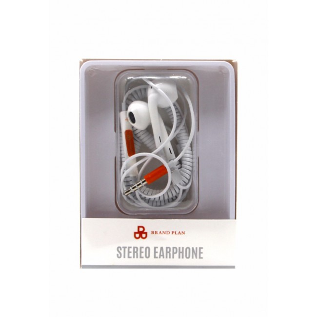 Brand Plan Coiled Stereo Headphones - White
