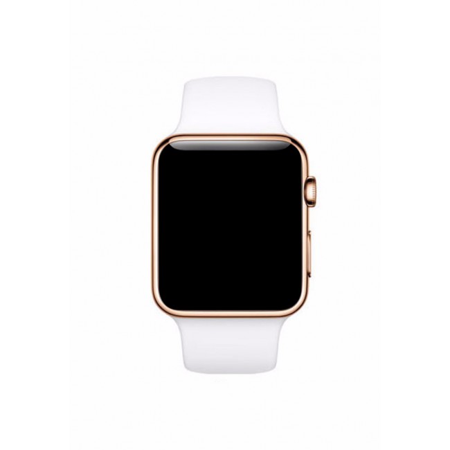 Lemfo LF07 Smart Watch with Silicone Strap Gold Frame - White
