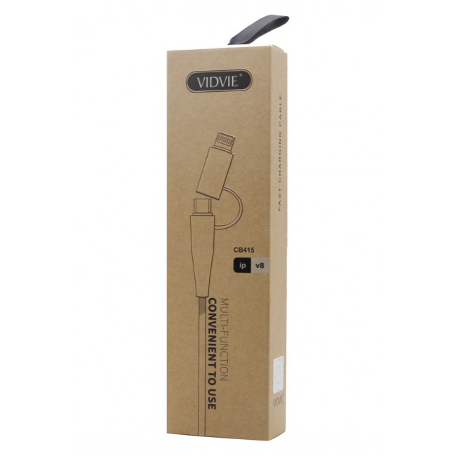 Vidvie CB415 2-in-1 Micro USB and Lightning Cable - Black