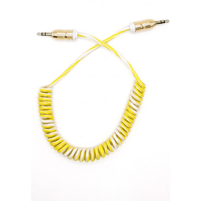 Margoun 3.5mm Male to Male Premium AUX Nylon Spiral Cable - Yellow &amp; White