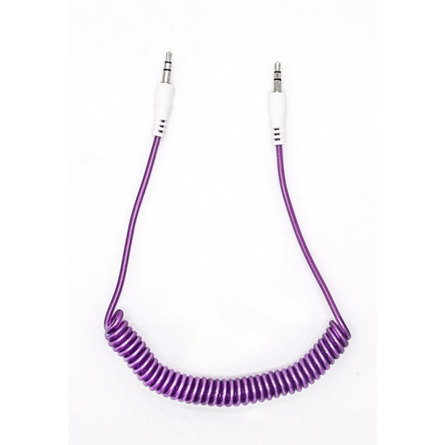 Margoun 3.5mm Male to Male Premium AUX Nylon Spiral Cable - Purple