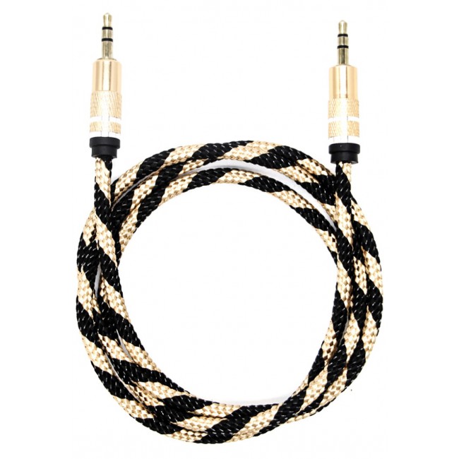 Margoun 3.5mm Male to Male Premium AUX Braided Cable 1M - Gold