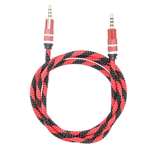 Margoun 3.5mm Male to Male Premium AUX Braided Cable 1M - Red