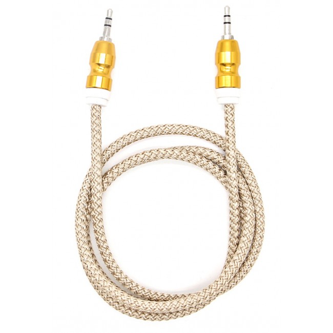 Margoun 3.5mm Male to Male Premium AUX Nylon Braided Cable 1M - Gold