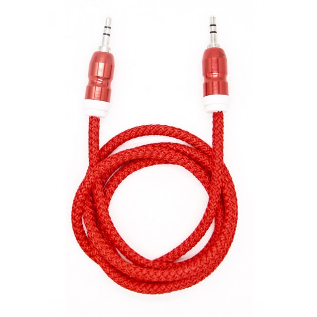 Margoun 3.5mm Male to Male Premium AUX Nylon Braided Cable 1M - Red
