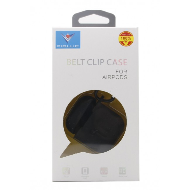 Piblue for Apple AirPods Detachable Protective Belt Clip Case - Black