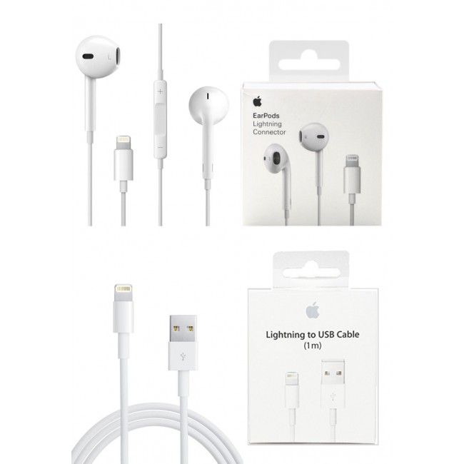Apple 2 in 1 valuable package including Handsfree and Lightning Cable - White