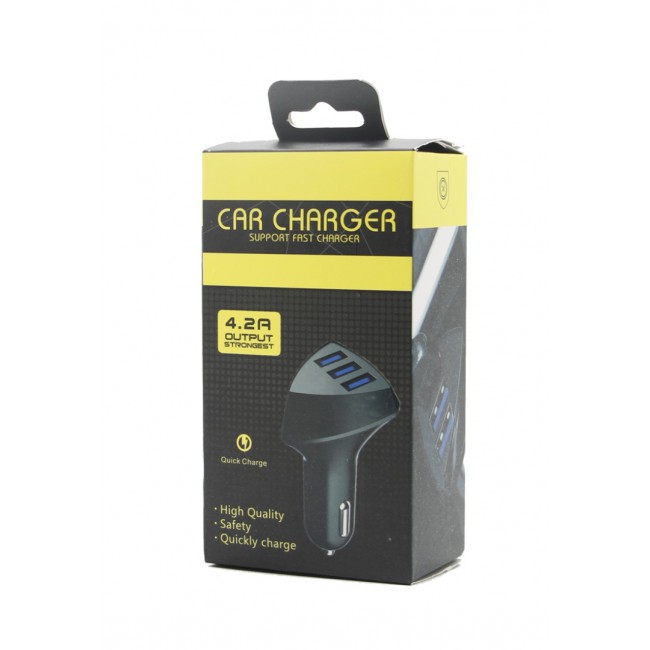 Margoun 3-Port Fast Car Charger 4.2A - Black