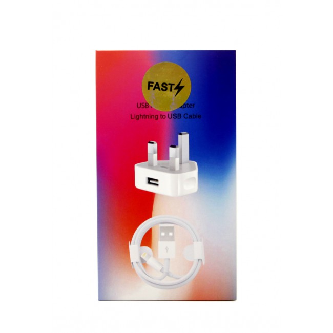 Margoun 5W USB Fast Power Adapter For Apple Devices With Lightning To USB Cable - White
