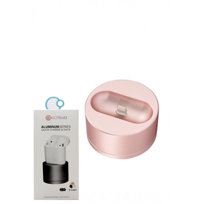 Coteetci Aluminum Series Dock Charger for AirPods 2.4A (NFT) - Rose Gold
