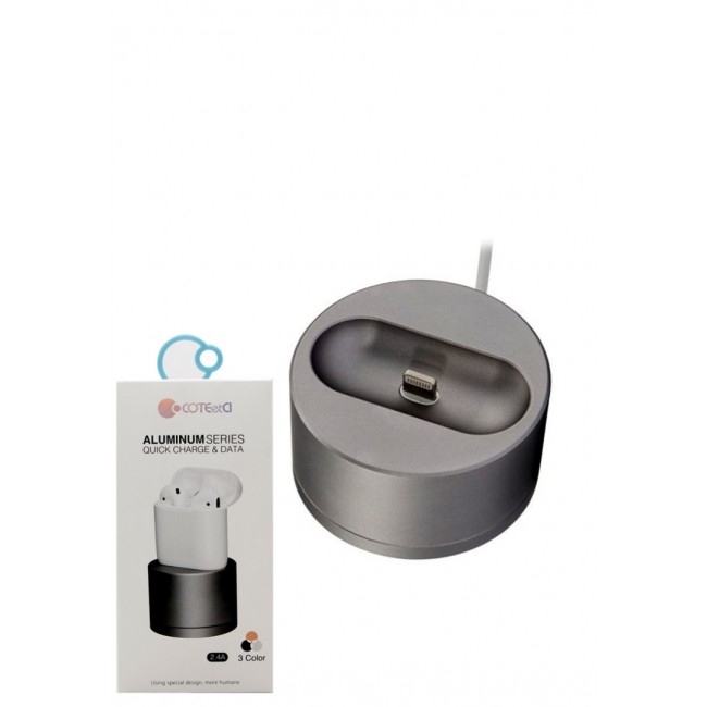 Coteetci Aluminum Series Dock Charger for AirPods 2.4A (NFT) - Space Grey