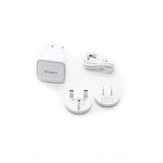 Inkax Travel Charger with 2 USB Ports for Android and iOS 2.4A (NFT) - White