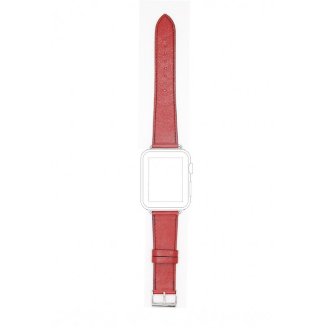 Margoun Apple Watch 42mm Strap With Genuine Leather Replacement Band (RAM) - Red
