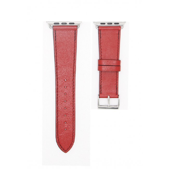 Margoun Apple Watch 42mm Strap With Genuine Leather Replacement Band (RAM) - Red