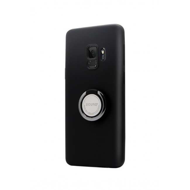 Eouro Case for Samsung Galaxy S9 Back Cover with Finger Grip Ring - Black