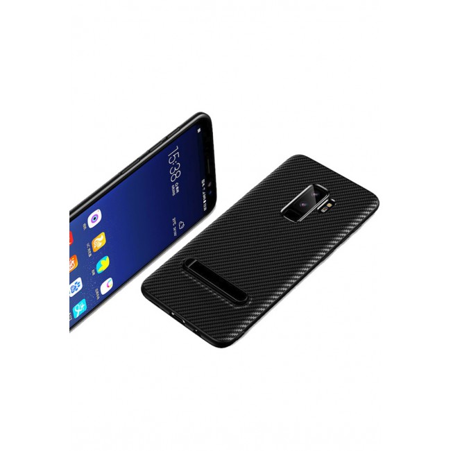 Totu Design Case for Samsung Galaxy S9 Plus Back Cover with Kickstand - Black