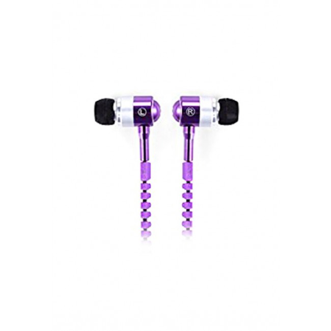 Margoun Zipper In-Ear Headphone with Mic - Purple