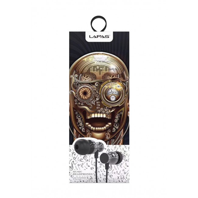 LAPAS X15 Bass In-Ear Headphones with Mic (NFT) - Silver