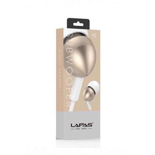 LAPAS A2 Subwoofer In-Ear Headphones with Mic (NFT) - Gold