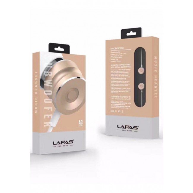 LAPAS A3 Subwoofer In-Ear Headphones with Mic (NFT) - Gold