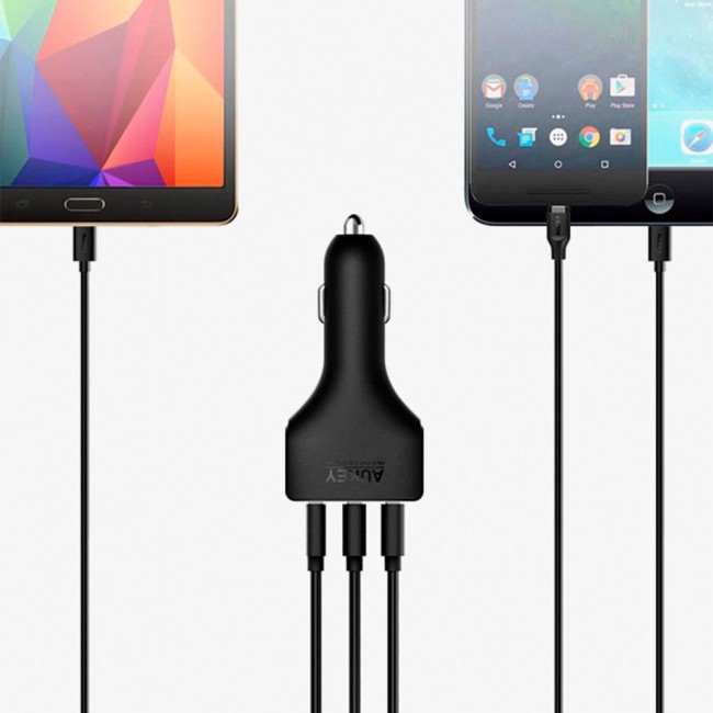Aukey 3-Port Car Charger with Type-C and USB Port with AIPower 48W