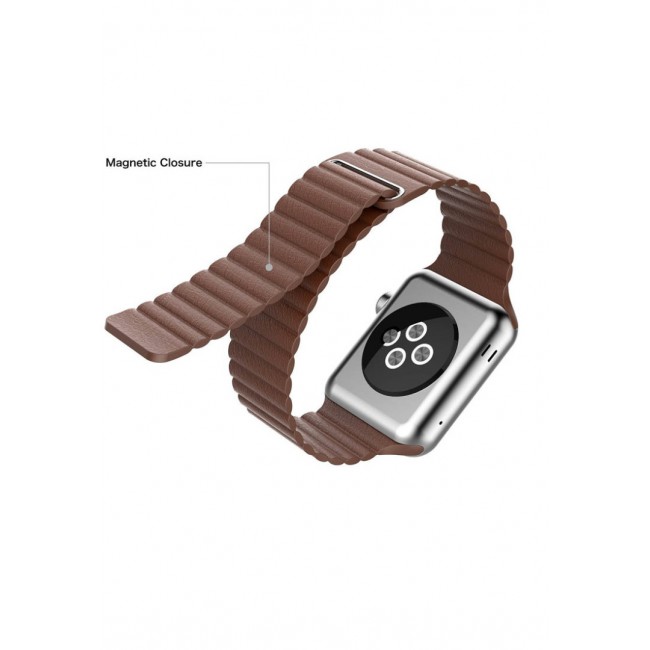 Margoun Smart Watch with Heart Rate Monitor Sensor and Leather Loop 42mm Band – Brown
