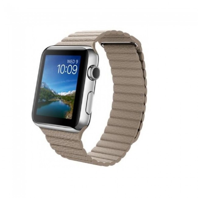 Apple Watch Band 38-40-41mm Leather Loop Strap Henlein Series by Margoun - Beige