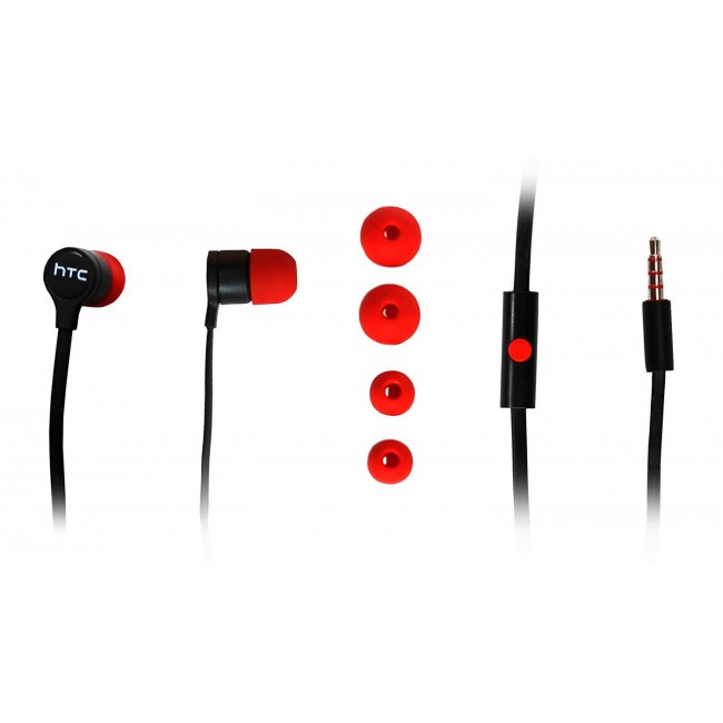 HTC RC-E295 In-Ear Headphones with Mic 3.5 mm Connector - Black/Red 