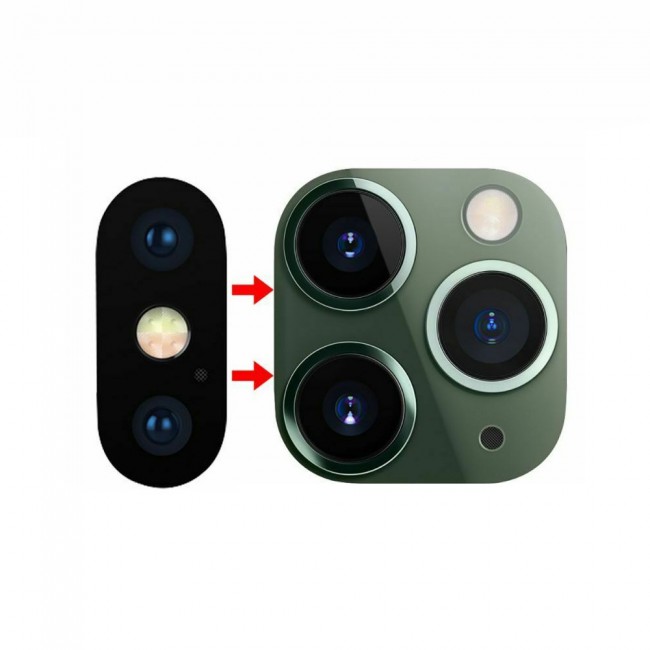 IPhone X Change to iPhone 11 Pro Camera Metal Glass Lens Cover - Black , Gold , Silver , Green