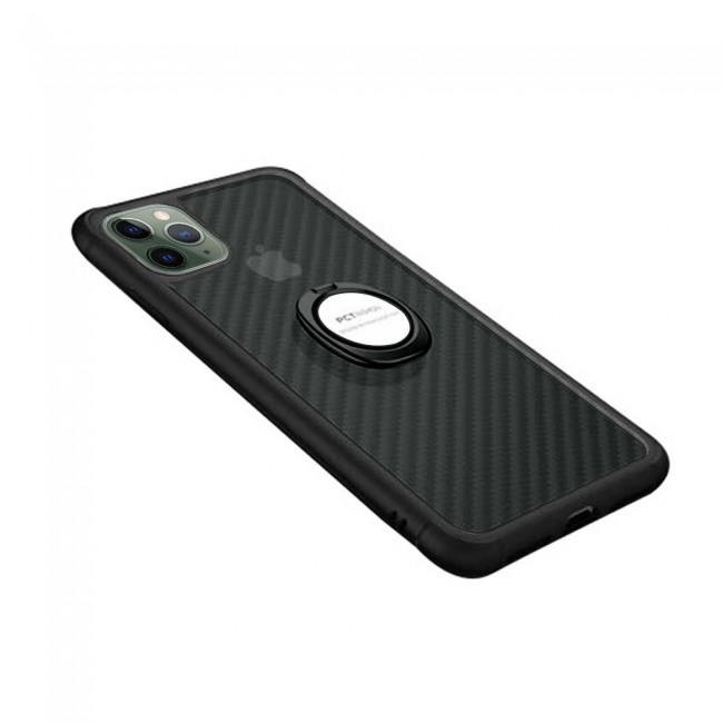 Iphone 11 Pro Case Cover Carbon Fiber with Ring Holder Kickstand PCT Fashion (5.8 inch) – Black , White