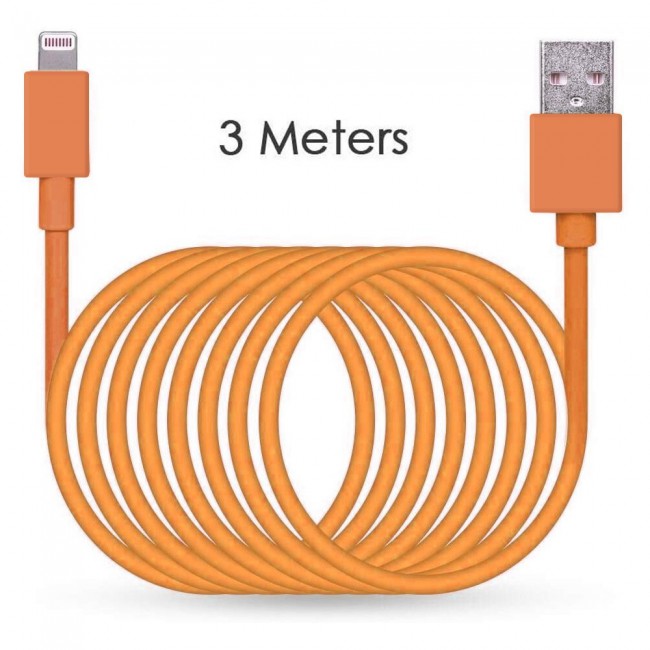 Lightning to USB Cable Charge and Sync 3m - Blue/Green/Red/Purple/Orange