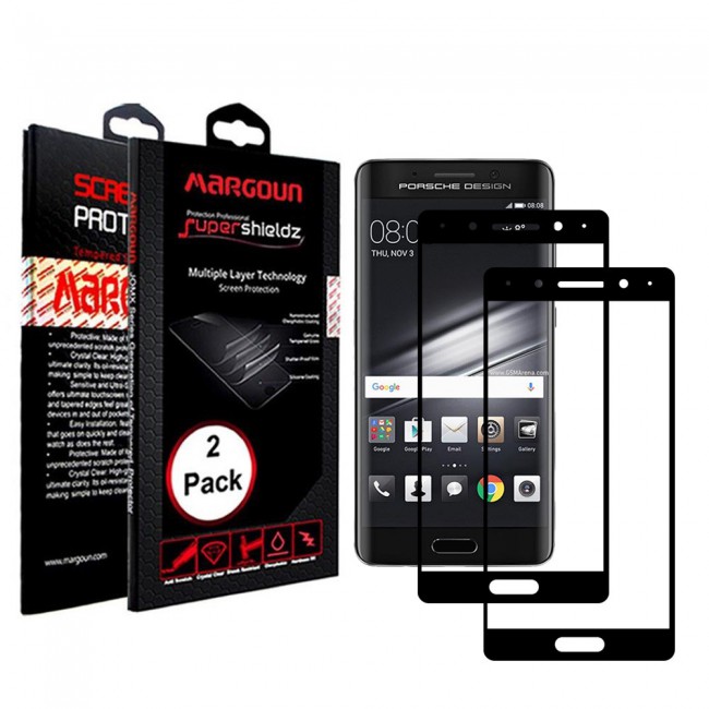 Margoun 2-Pack 3D Curved Tempered Glass Screen Protector for Huawei mate 9 Pro , Mate 9 Porsche Design - Black