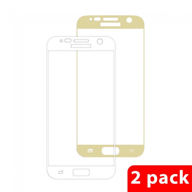 Margoun 2-Pack Duo-Color 3D Curved Screen Protector for Samsung Galaxy S7 - White/Gold