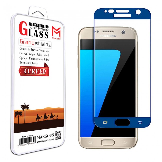 Margoun Grand Shieldz 3D Curved Screen Protector for Samsung Galaxy S7 - White , Gold , Blue