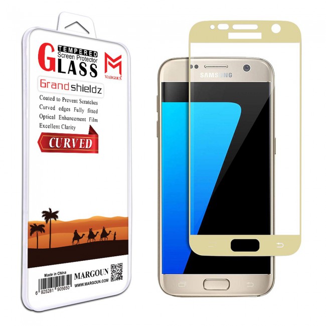 Margoun Grand Shieldz 3D Curved Screen Protector for Samsung Galaxy S7 - White , Gold , Blue