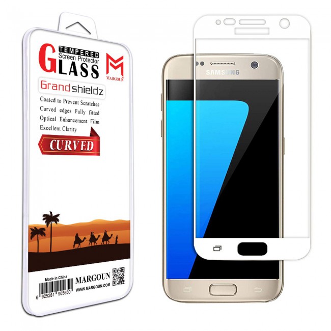 Margoun Grand Shieldz 3D Curved Screen Protector for Samsung Galaxy S7 - White , Gold , Blue