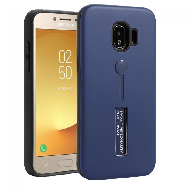 Margoun I Want Personality Not Trivial Strap Case Cover with Kickstand for Samsung Galaxy J4 – Black , Dark Blue , Red , Gold