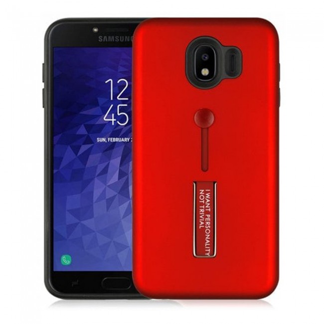 Margoun I Want Personality Not Trivial Strap Case Cover with Kickstand for Samsung Galaxy J4 – Black , Dark Blue , Red , Gold