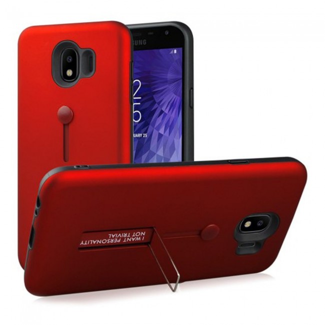 Margoun I Want Personality Not Trivial Strap Case Cover with Kickstand for Samsung Galaxy J4 – Black , Dark Blue , Red , Gold