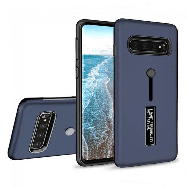 Margoun I Want Personality Not Trivial Strap Case Cover with Kickstand for Samsung Galaxy S10 Plus – Black , Dark Blue , Red , Gold