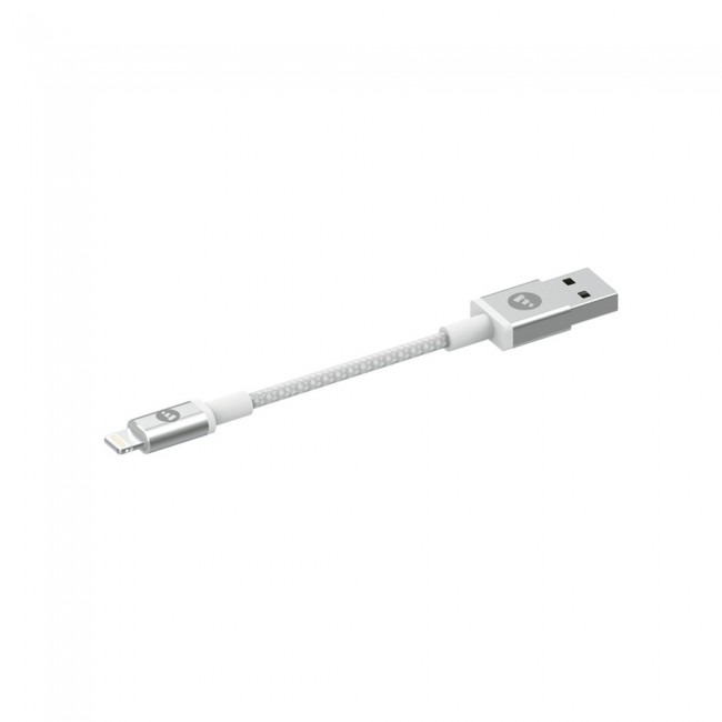 Mophie USB A to Lightning Charging Cable Braided Nylon 9cm - White