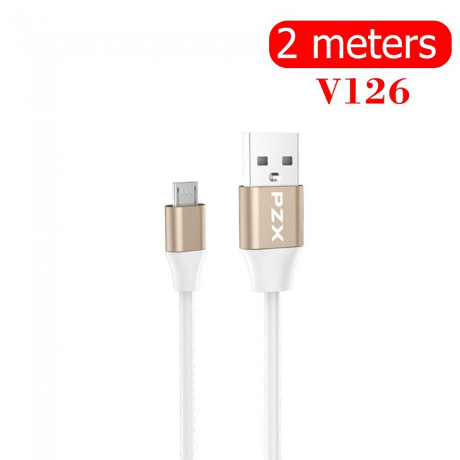 PZX V126 2.0A Micro USB data Cable 2m – White/Rose Gold