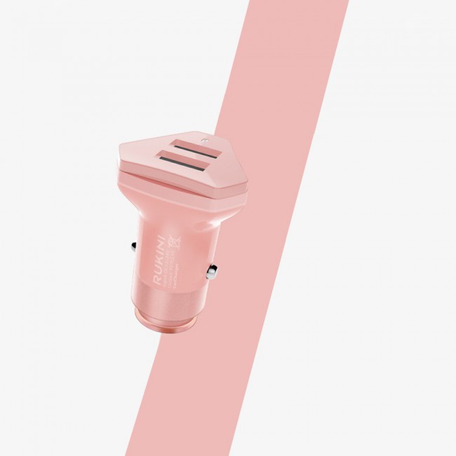 RUKINI Car Charger CobraPlus Dual USB COPL509M with1m/3.3ft Micro USB Cable – Black , Silver , Coral