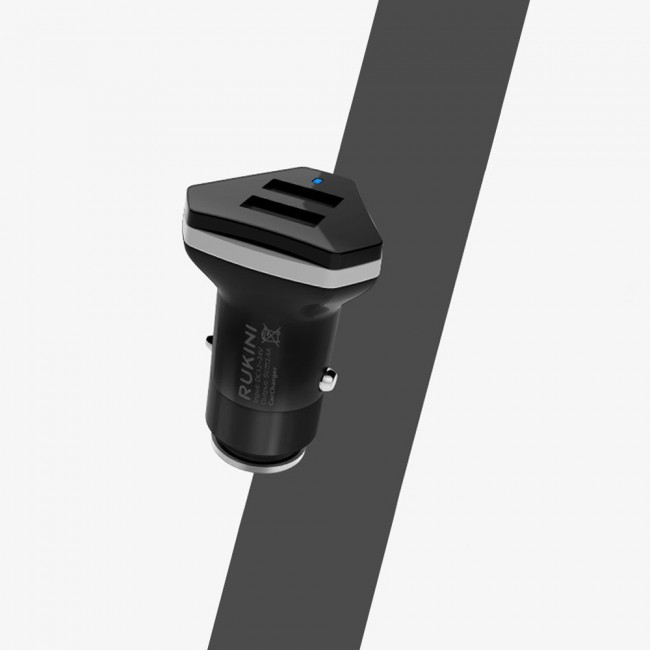 RUKINI Car Charger CobraPlus Dual USB COPL509M with1m/3.3ft Micro USB Cable – Black , Silver , Coral