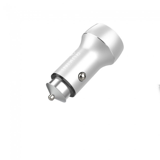 Rukini Dual USB Car Charger 30W QC.3.0 with 1m Micro USB cable RC309 – Black , Silver